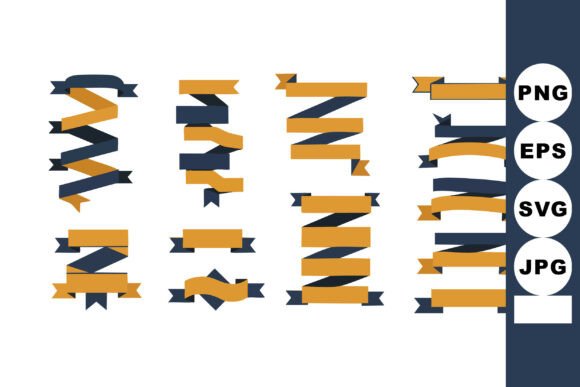 Decorative Navy and Orange Ribbon Banner: A Versatile Design Asset