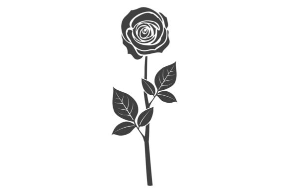 Decorative Rose Element: Black Flower Blossom for Bold Design