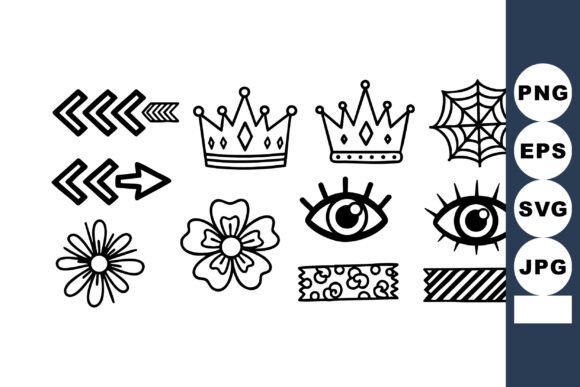 Decorative Simple Black Line Art Icons I: Your Go-To Design Toolkit