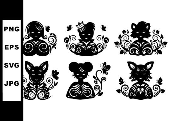 Elegant Decorative Animal Silhouettes with Flora for Designers