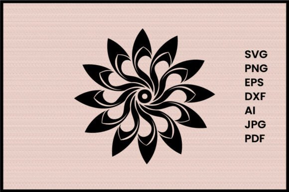 Elegant Decorative Flower Swirl Illustration Sil for Designers