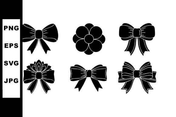 Elevate Your Projects with Decorative Black Bow and Flower Vector I