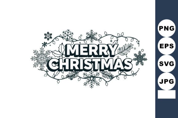 Merry Christmas Decorative Text with Sno: A Festive Design Asset