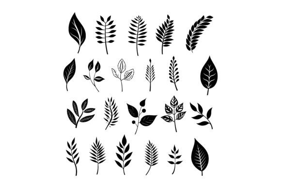 Minimalist Decorative Leaf Set: Elevating Design with Nature's Silhouette