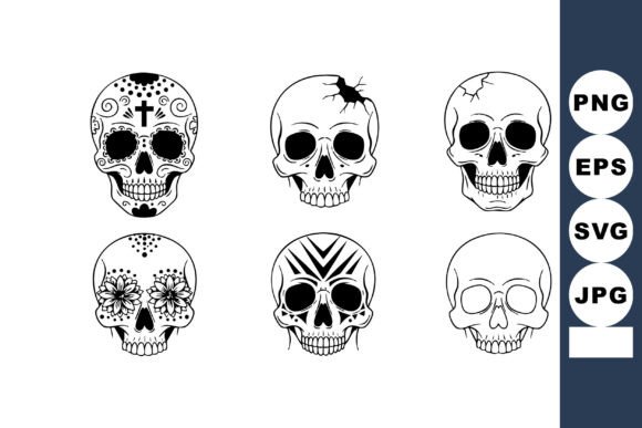 Six Decorative Skull Designs Featuring U
